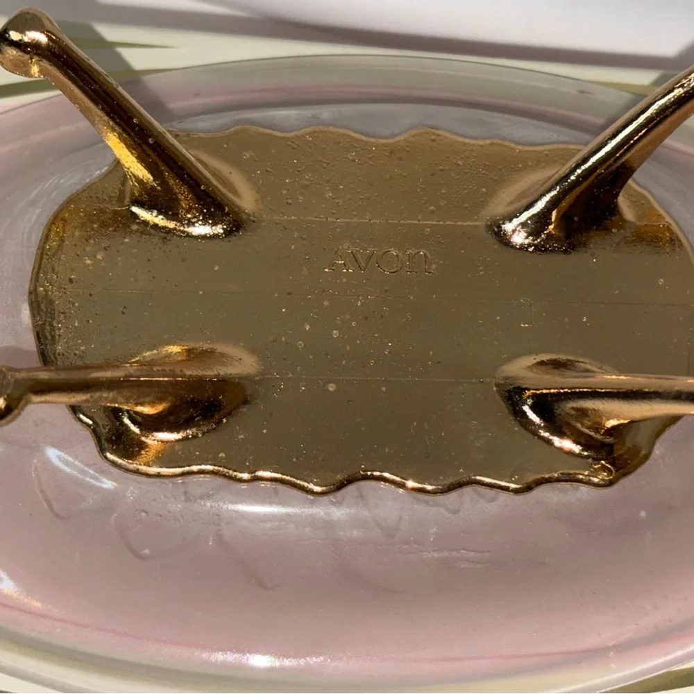 Vintage Avon Sunflower Glass Footed Soap Dish Original Box